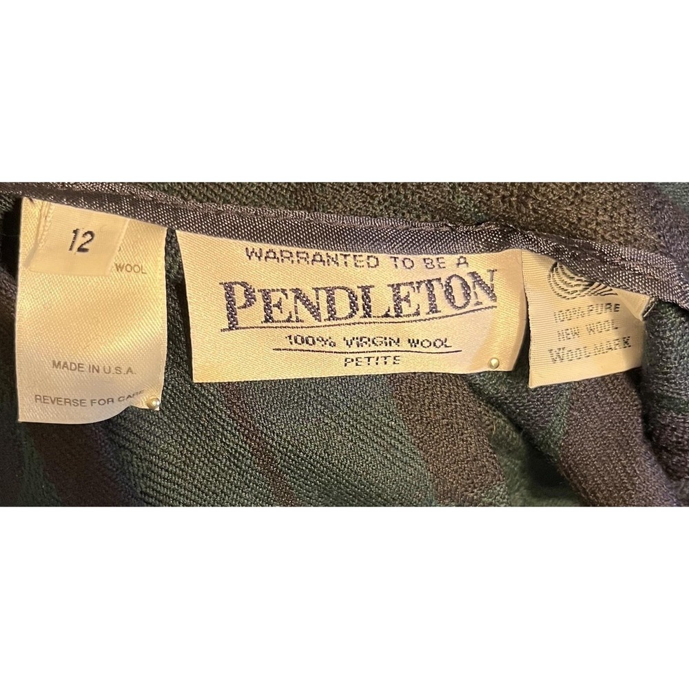 Vintage Pendleton Skirt Womens Petite 12 Green Striped Wool Pleated Midi USA - Picture 11 of 12
